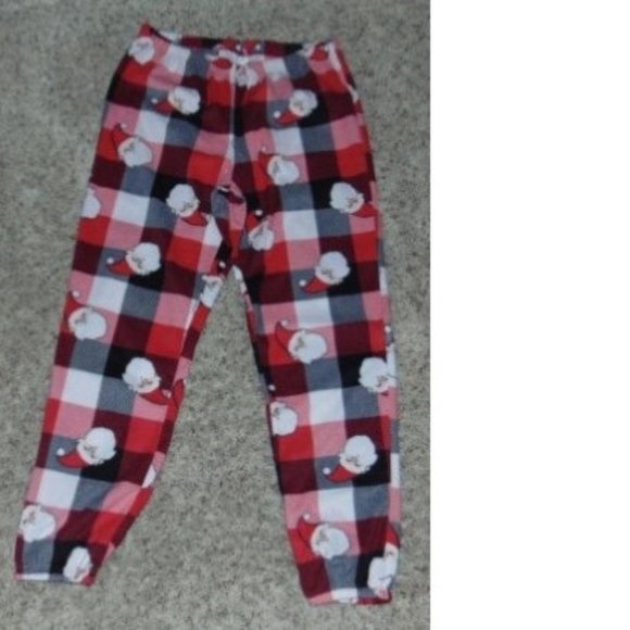 Womens Christmas Pajamas Medium Santa Coming Soon Red Plaid Top & Fleece Pants - Picture 6 of 8